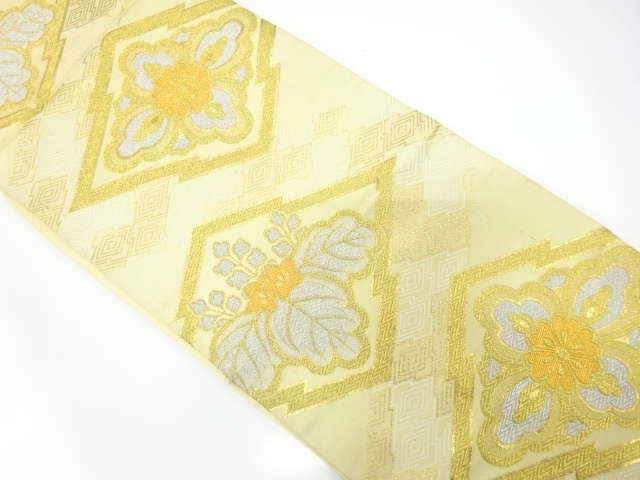 JAPANESE KIMONO / ANTIQUE FUKURO OBI / WOVEN PAULOWNIA & MATSUKAWABISHI 